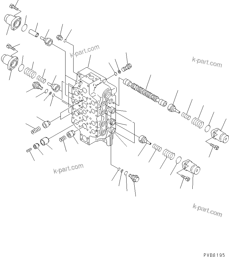 Komatsu parts book diagram for PC1250SP-8 S/N 30001-30157 (ecot3, For SP): MAIN VALVE (1/5) (4-SPOOL) (NO.3)(#30001-)