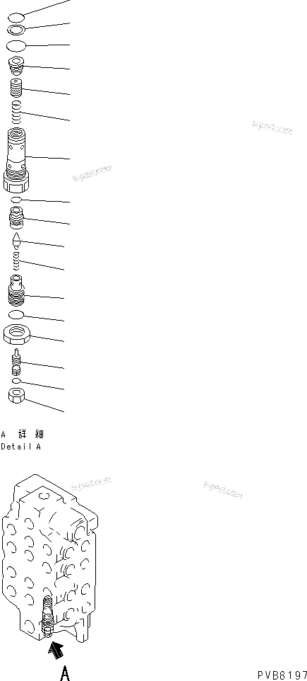 Komatsu parts book diagram for PC1250SP-8 S/N 30001-30157 (ecot3, For SP): MAIN VALVE (4/5) (4-SPOOL) (NO.3)(#30001-)