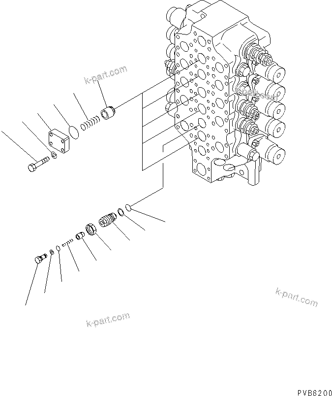 Komatsu parts book diagram for PC1250SP-8 S/N 30001-30157 (ecot3, For SP): MAIN VALVE (2/5) (5-SPOOL) (NO.1)(#30001-)
