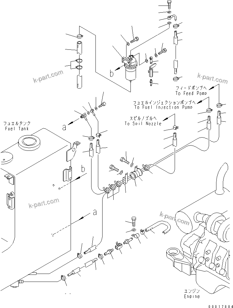 Komatsu parts book diagram for PC128US-2-A S/N 9501-UP: FUEL LINE (FOR WATER SEPARATOR)