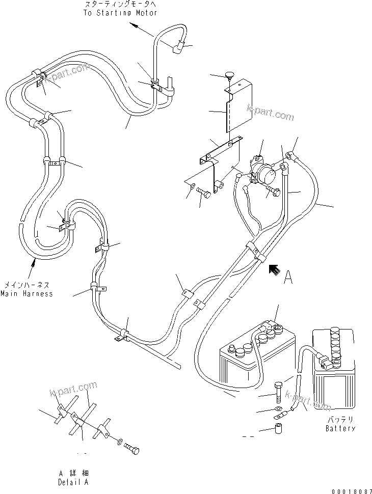 Komatsu parts book diagram for PC128US-2-A S/N 9501-UP: VEHICLE ELECTRICAL (STARTING HARNESS)