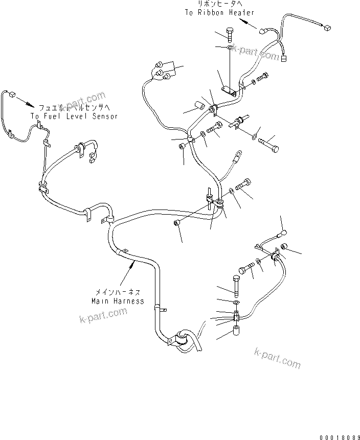 Komatsu parts book diagram for PC128US-2-A S/N 9501-UP: VEHICLE ELECTRICAL (MAIN HARNESS 2/3)
