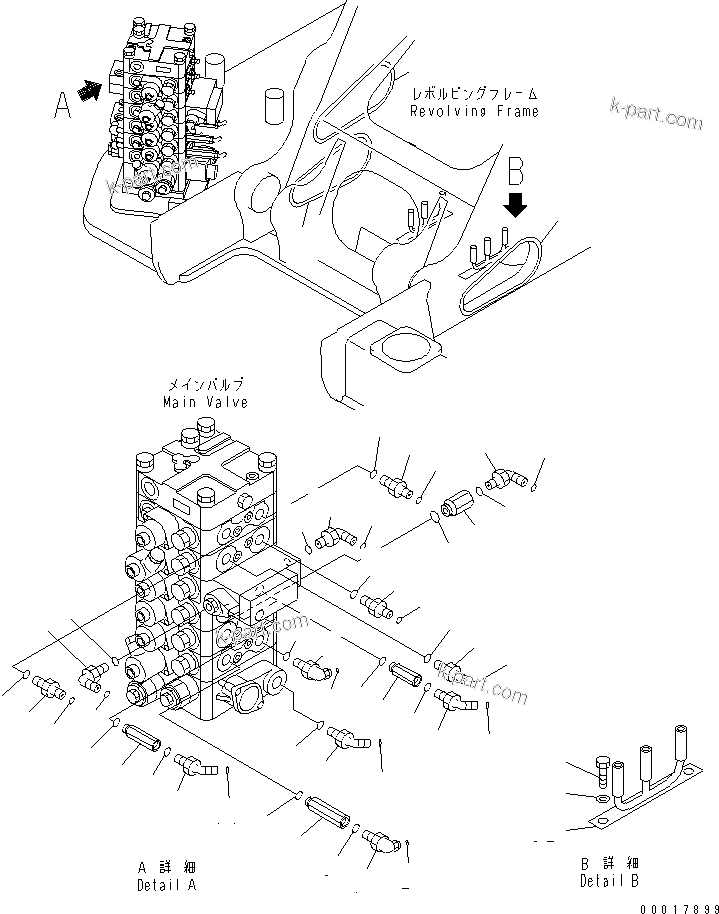 Komatsu parts book diagram for PC128US-2-A S/N 9501-UP: ARM AND BUCKET LINE (1/3)