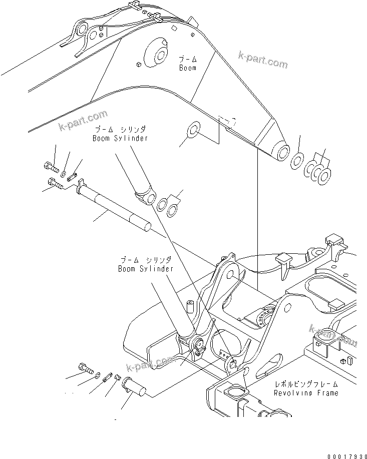 Komatsu parts book diagram for PC128US-2-A S/N 9501-UP: BOOM FOOT PIN