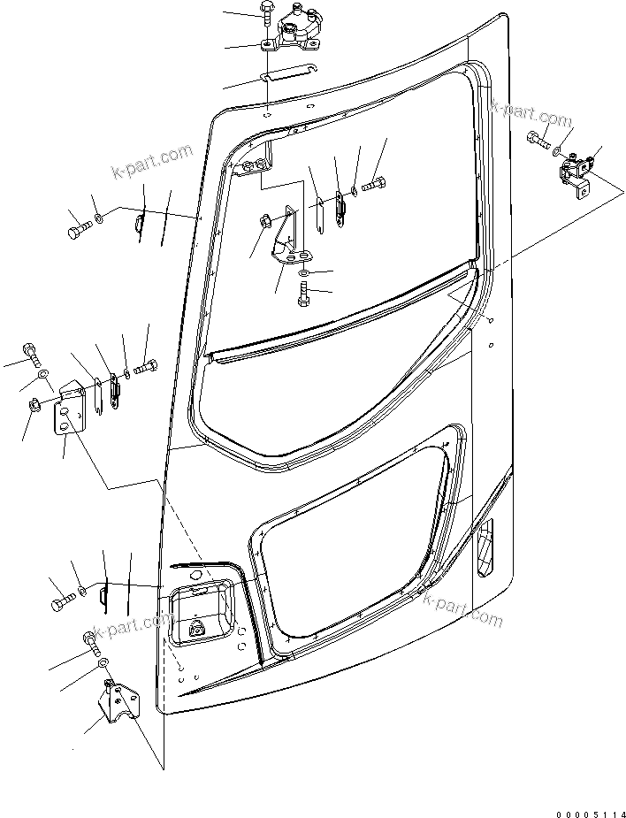 Komatsu parts book diagram for PC128US-2-A S/N 9501-UP: OPERATOR'S CAB (DOOR ROLLER AND STRIKER) (WITH DOOR SASH)