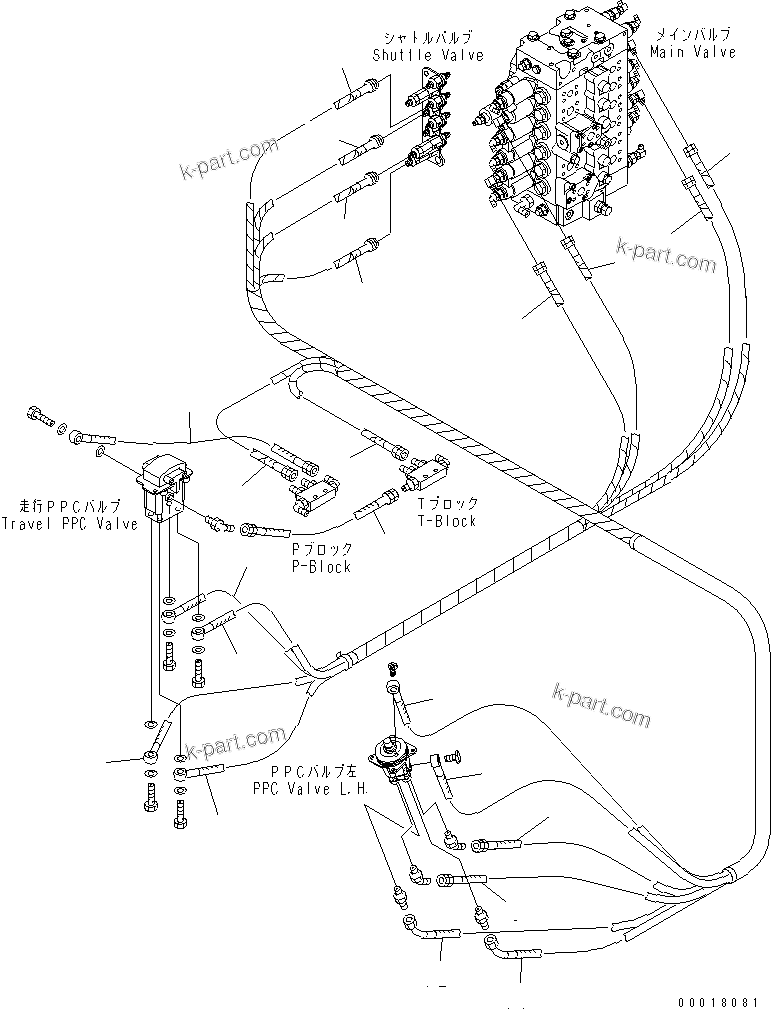 Komatsu parts book diagram for PC128US-2-A S/N 9501-UP: FLOOR FRAME (P.P.C HOSE) (1/2)