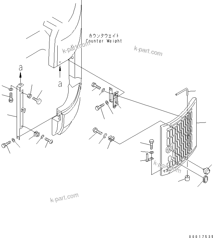 Komatsu parts book diagram for PC128US-2-A S/N 9501-UP: SIDE COVER L.H. (CONTER WEIGHT COVER)
