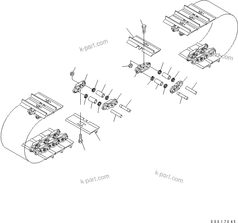 Komatsu parts book diagram for PC128US-2-A S/N 9501-UP: TRACK SHOE (SINGLE GROUSER WITH HOLE) (510MM WIDE)