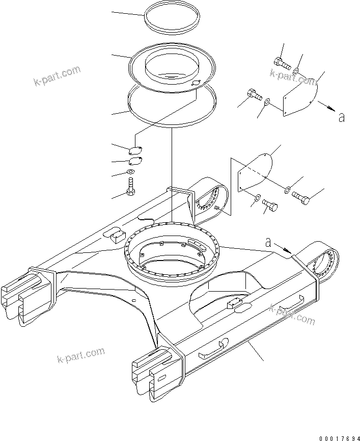 Komatsu parts book diagram for PC128US-2-A S/N 9501-UP: TRACK FRAME (FOR T/R GUARD OR UNDER COVER)