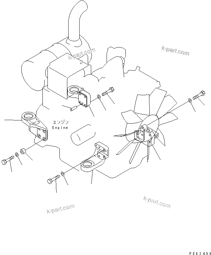 Komatsu parts book diagram for PC128UU-1 S/N 1001-UP: ENGINE (MOUNT BRACKET)(#2347-)
