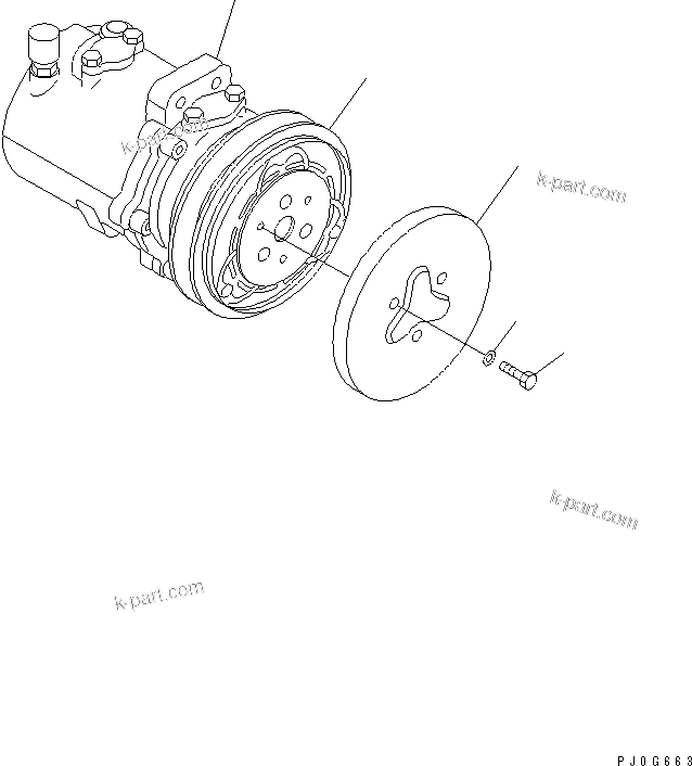 Komatsu parts book diagram for PC128UU-1 S/N 1001-UP: COOLER COMPRESSOR (COMPRESSOR)