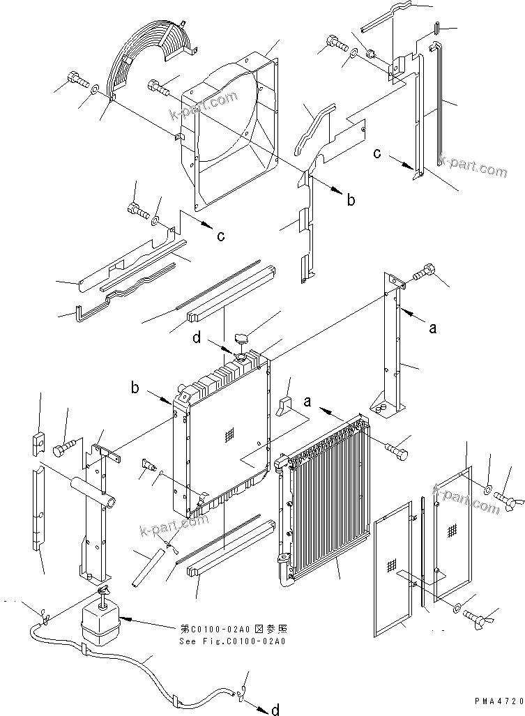 Komatsu parts book diagram for PC128UU-1 S/N 1001-UP: COOLING (RADIATOR AND OIL COOLER)(#1001-2346)