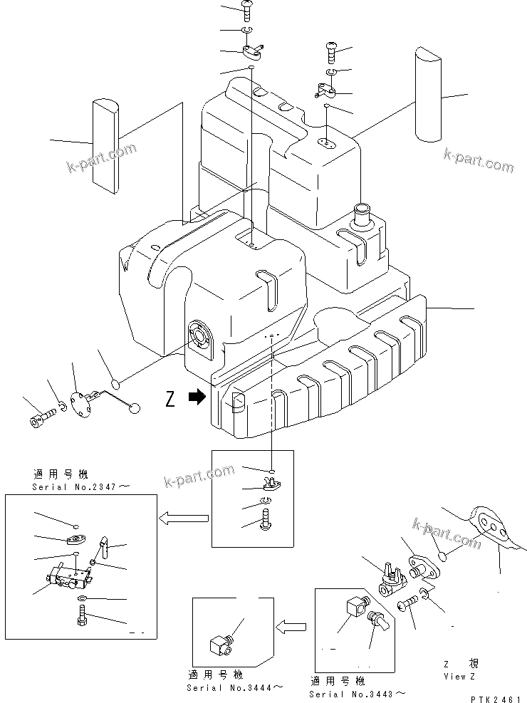 Komatsu parts book diagram for PC128UU-1 S/N 1001-UP: FUEL TANK (TANK)