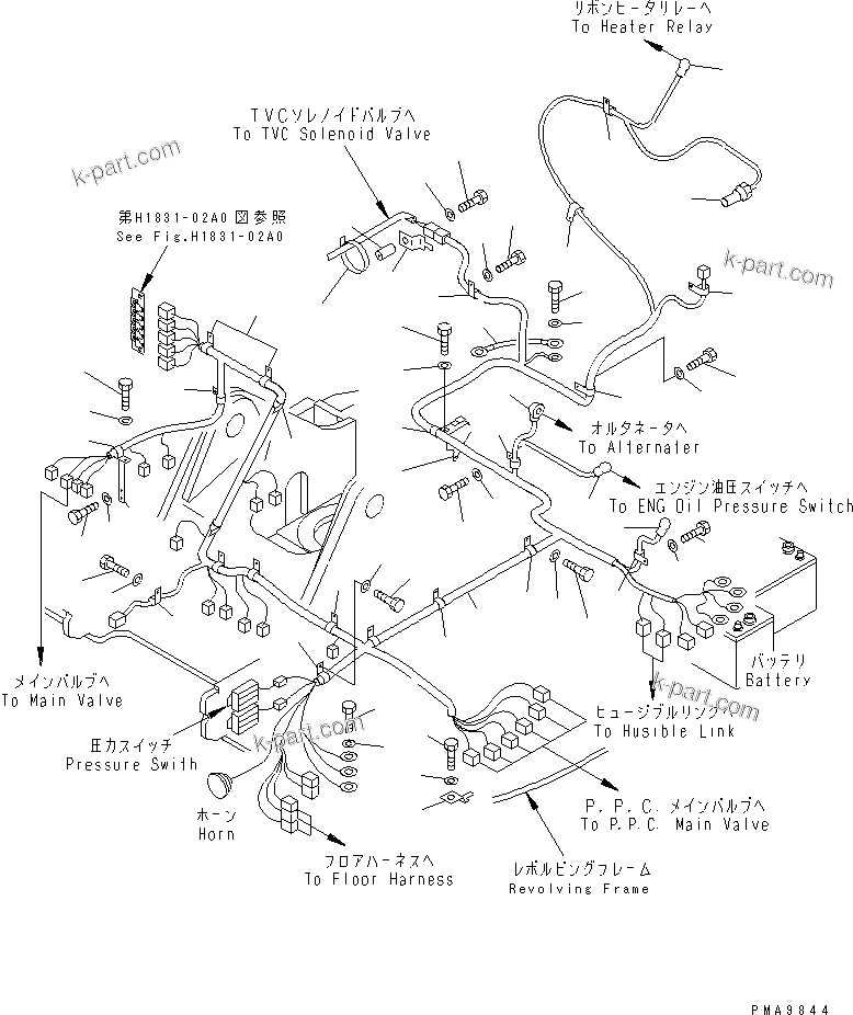 Komatsu parts book diagram for PC128UU-1 S/N 1001-UP: ELECTRICAL (MAIN HARNESS)(#1001-2346)