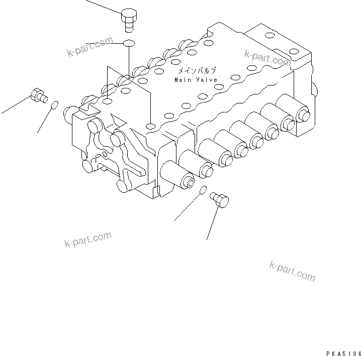 Komatsu parts book diagram for PC128UU-1 S/N 1001-UP: MAIN VALVE (PLUG) (FOR MONO-BOOM)