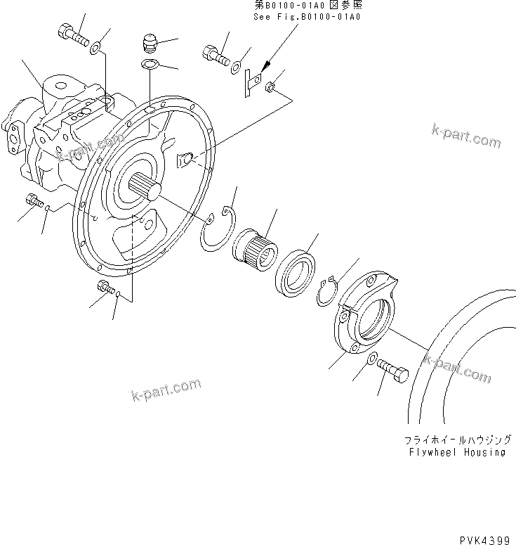 Komatsu parts book diagram for PC128UU-1 S/N 1001-UP: MAIN PUMP (FILLER ? COUPLING AND MOUNT)