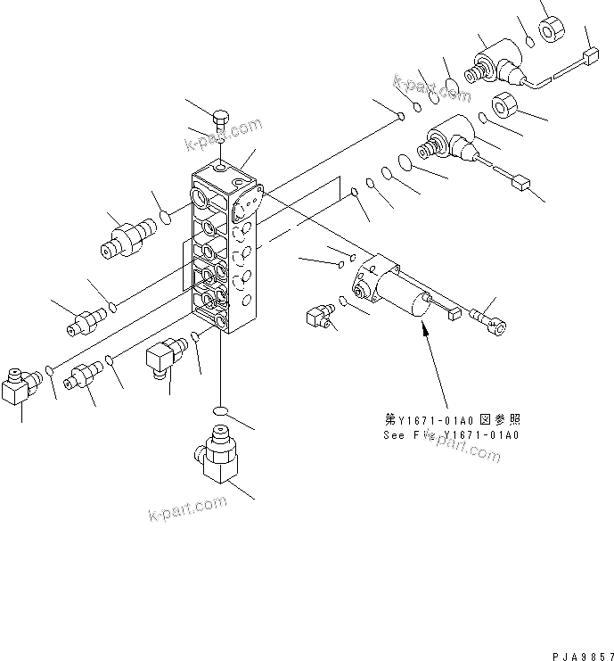 Komatsu parts book diagram for PC128UU-1 S/N 1001-UP: SOLENOID VALVE LINE (SOLENOID VALVE)(#1001-2346)