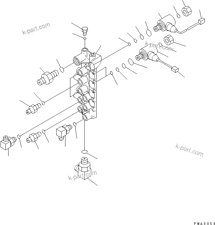 Komatsu parts book diagram for PC128UU-1 S/N 1001-UP: SOLENOID VALVE LINE (SOLENOID VALVE)(#2347-)