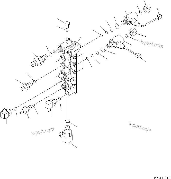 Komatsu parts book diagram for PC128UU-1 S/N 1001-UP: SOLENOID VALVE LINE (SOLENOID VALVE) (FOR ONE TOUCH DIGGING      POWER UP)(#2347-)