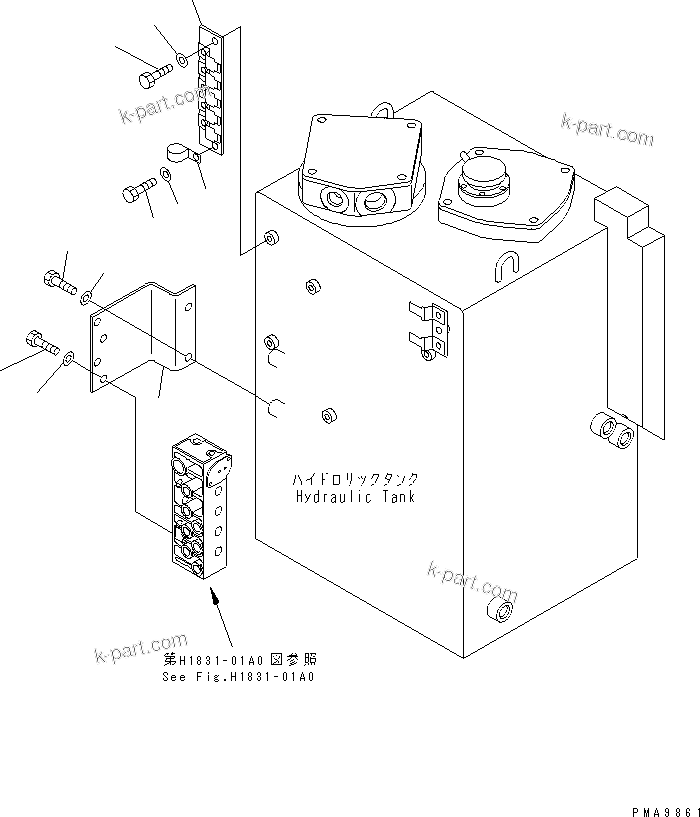 Komatsu parts book diagram for PC128UU-1 S/N 1001-UP: SOLENOID VALVE LINE (BRACKET)(#1001-2346)