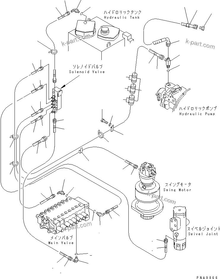 Komatsu parts book diagram for PC128UU-1 S/N 1001-UP: SOLENOID VALVE LINE (PIPING) (FOR ONE TOUCH DIGGING POWER UP)(#2347-)