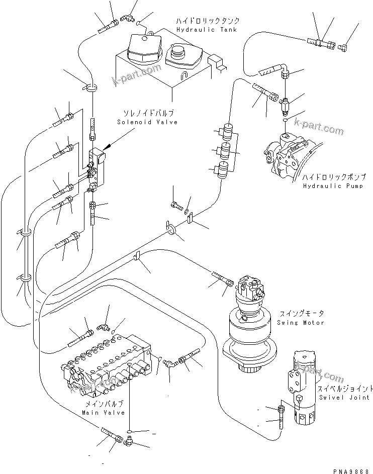Komatsu parts book diagram for PC128UU-1 S/N 1001-UP: SOLENOID VALVE LINE (PIPING) (FOR MONO-BOOM)(#2347-)