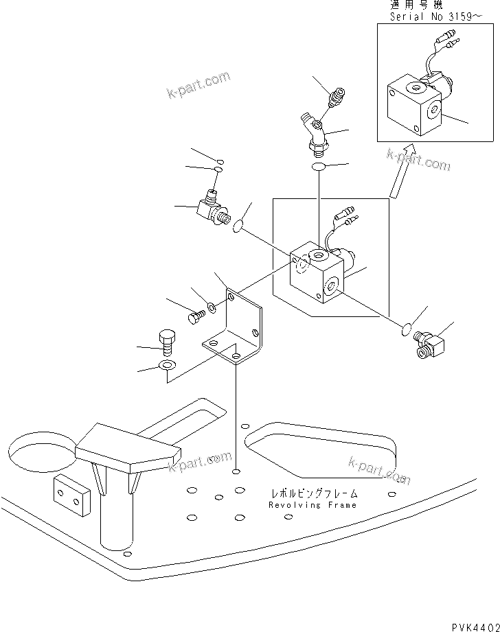 Komatsu parts book diagram for PC128UU-1 S/N 1001-UP: P.P.C. MAIN LINE (LOCK VALVE AND ELBOW)