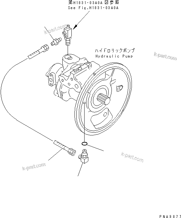 Komatsu parts book diagram for PC128UU-1 S/N 1001-UP: P.P.C. MAIN LINE (MAIN PUMP E.P.C. VALVE LINE)(#2347-)