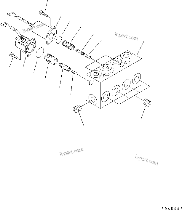 Komatsu parts book diagram for PC128UU-1 S/N 1001-UP: P.P.C. MAIN LINE (SOLENOID VALVE)(#1001-3157)