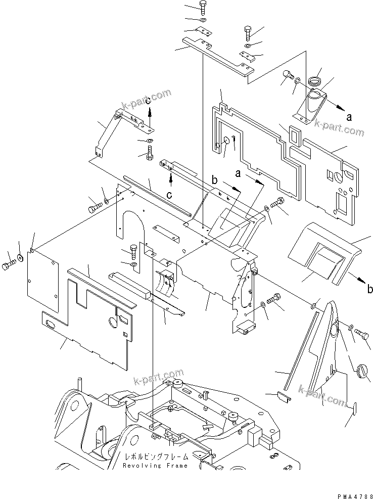Komatsu parts book diagram for PC128UU-1 S/N 1001-UP: HOOD (COVER)(#1001-2346)