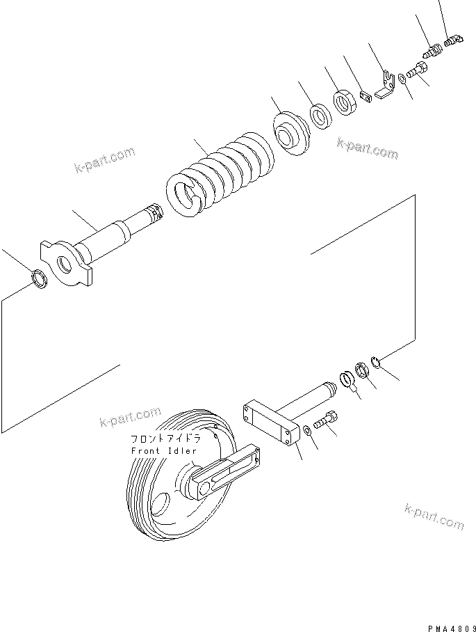 Komatsu parts book diagram for PC128UU-1 S/N 1001-UP: IDLER CUSHION (FOR RUBBER SHOE)