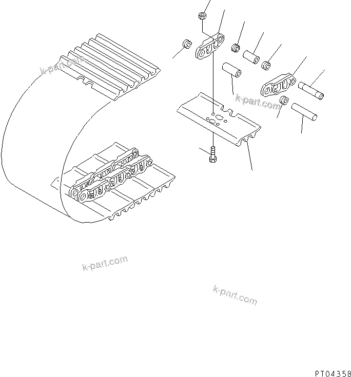 Komatsu parts book diagram for PC128UU-1 S/N 1001-UP: TRACK SHOE (TRIPLE GROUSER WITH HOLE)