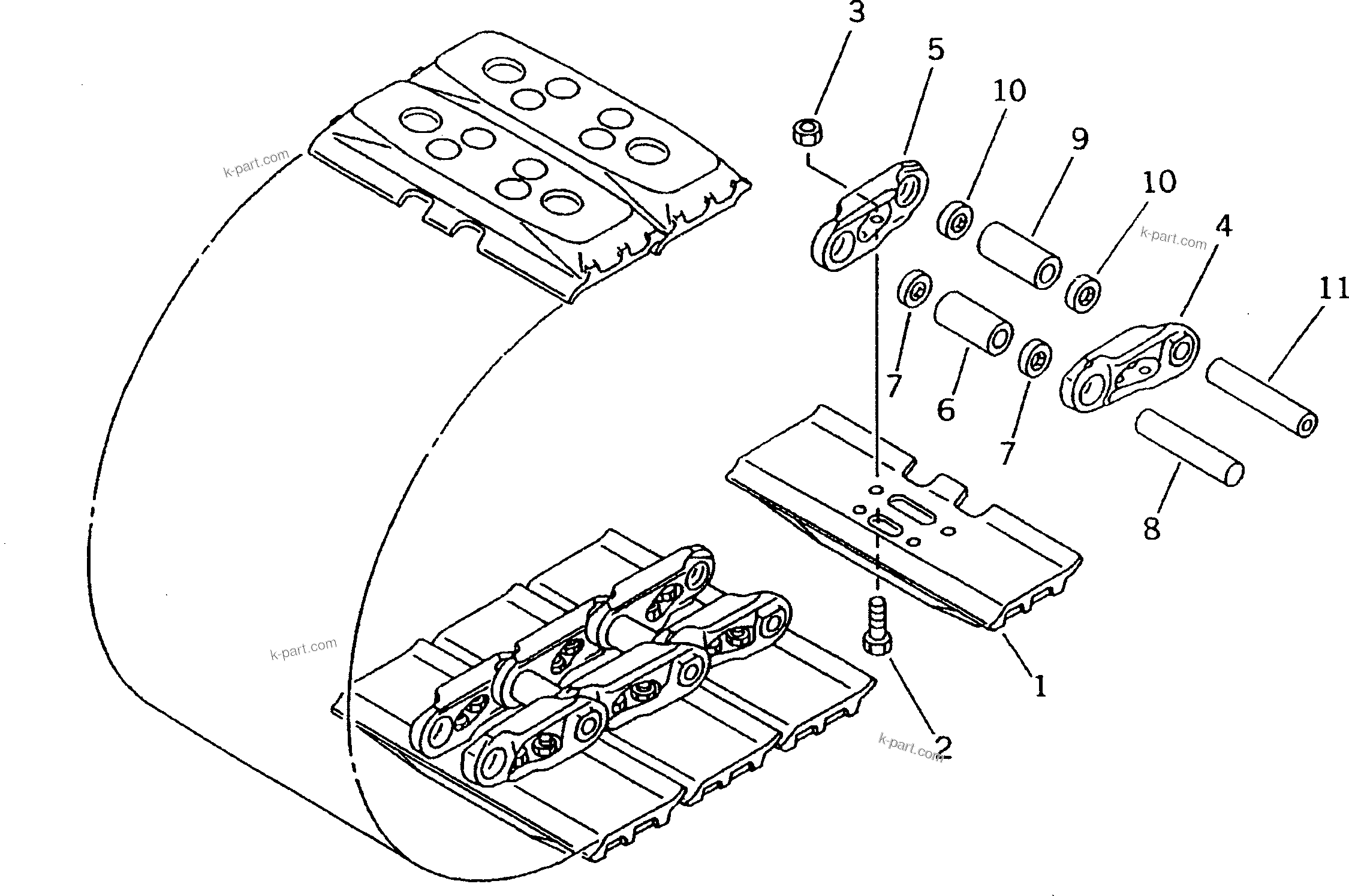 Komatsu parts book diagram for PC128UU-1 S/N 1001-UP: TRACK SHOE (RUBBER GROUSER TYPE)