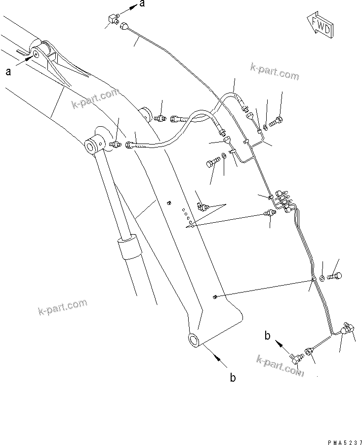 Komatsu parts book diagram for PC128UU-1 S/N 1001-UP: MONO-BOOM (LUBRICATION PIPING)