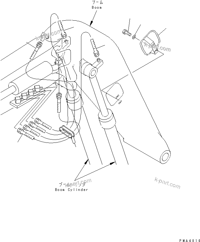Komatsu parts book diagram for PC128UU-1 S/N 1001-UP: BOOM (LUBRICATION PIPING AND HANDRAIL)
