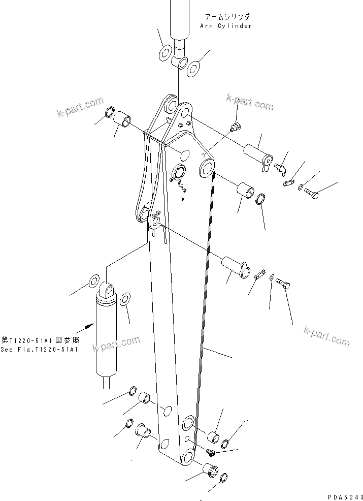Komatsu parts book diagram for PC128UU-1 S/N 1001-UP: ARM (ARM AND PIN)(FOR MONO-BOOM)