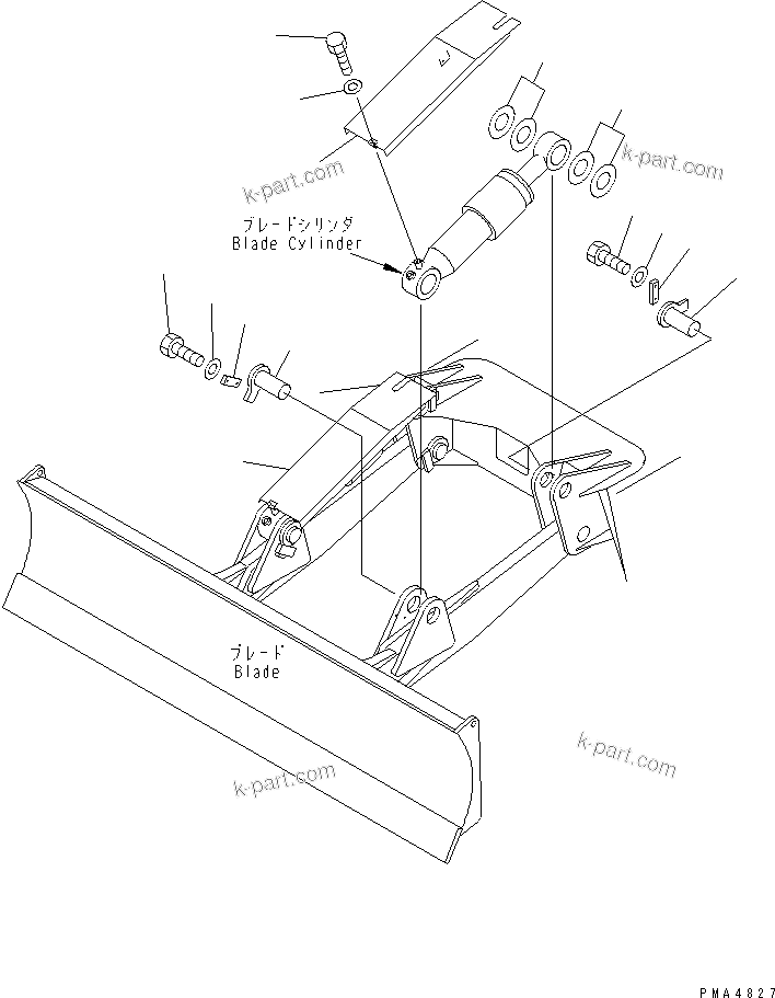 Komatsu parts book diagram for PC128UU-1 S/N 1001-UP: BLADE CYLINDER (CYLINDER COVER AND PIN)