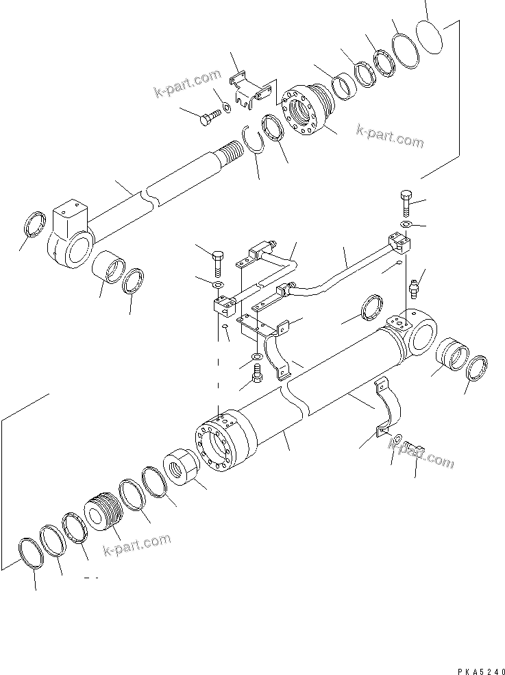 Komatsu parts book diagram for PC128UU-1 S/N 1001-UP: BOOM CYLINDER (INNER PARTS) (FOR MONO-BOOM)