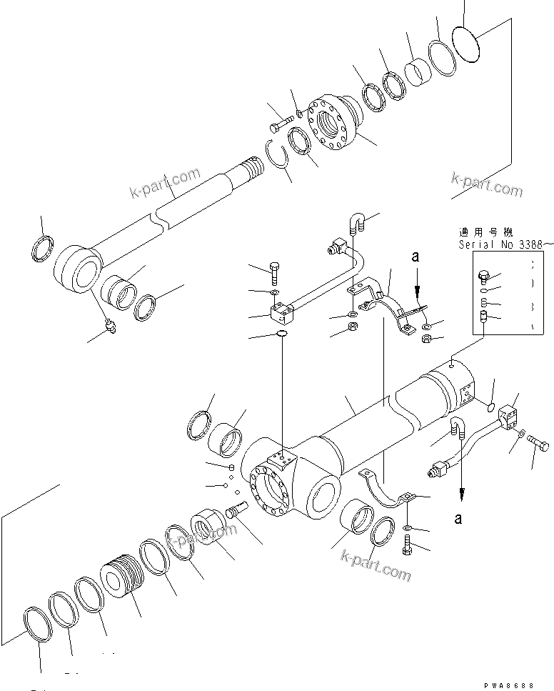 Komatsu parts book diagram for PC128UU-1 S/N 1001-UP: ARM CYLINDER (INNER PARTS)