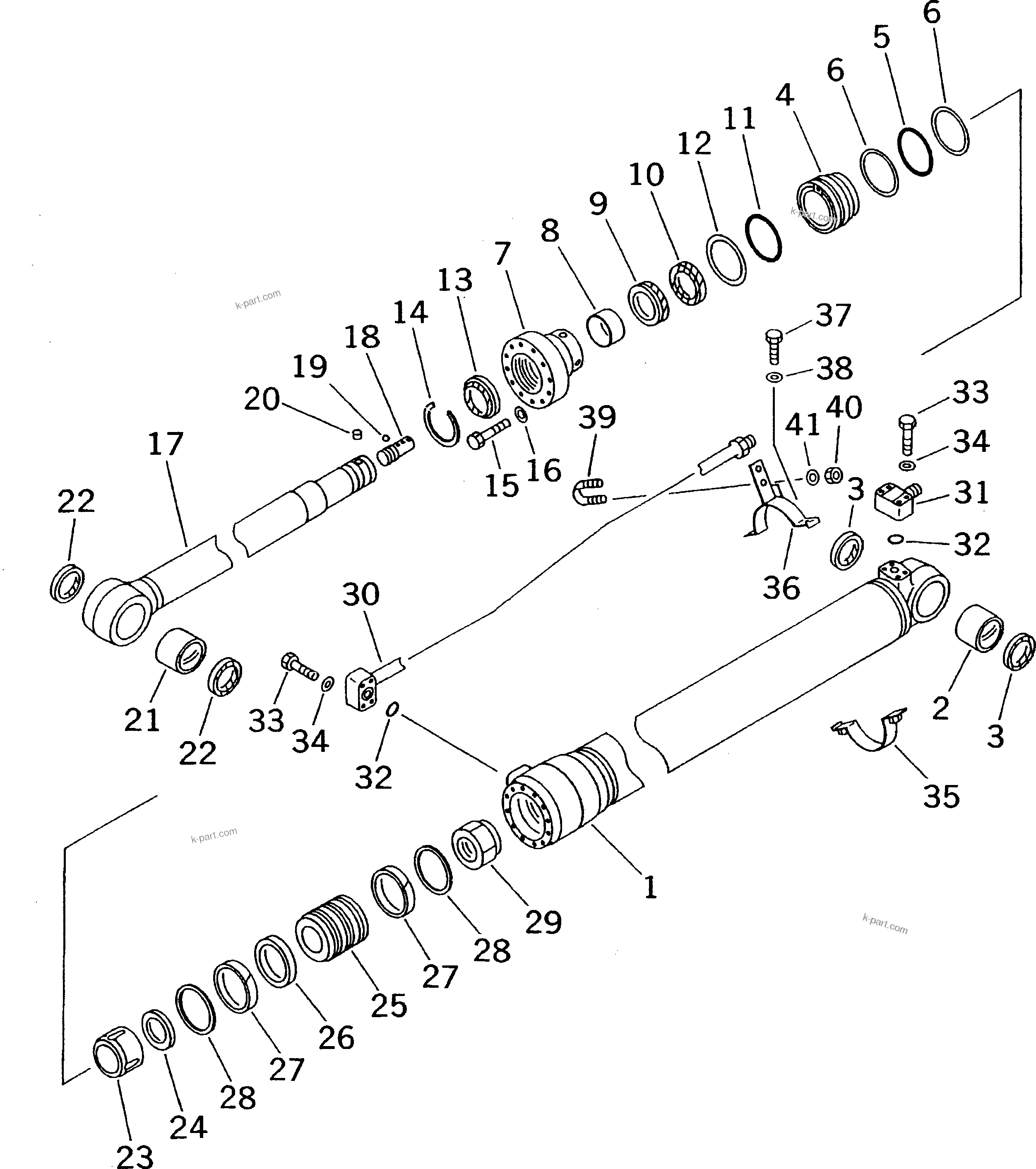 Komatsu parts book diagram for PC128UU-1 S/N 1001-UP: ARM CYLINDER (INNER PARTS) (FOR MONO-BOOM)