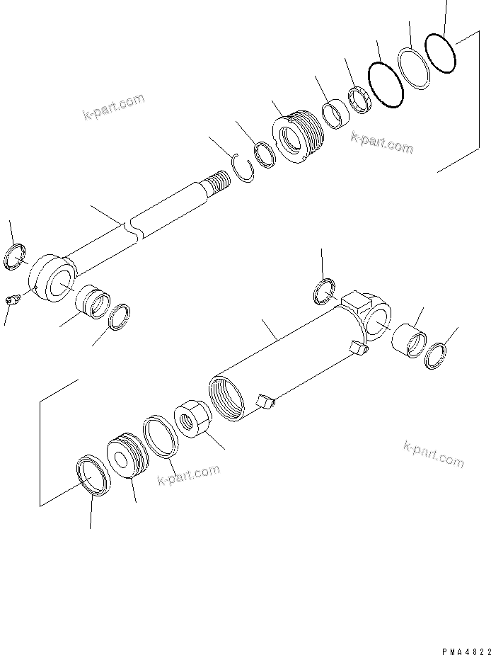 Komatsu parts book diagram for PC128UU-1 S/N 1001-UP: OFFSET CYLINER (INNER PARTS)