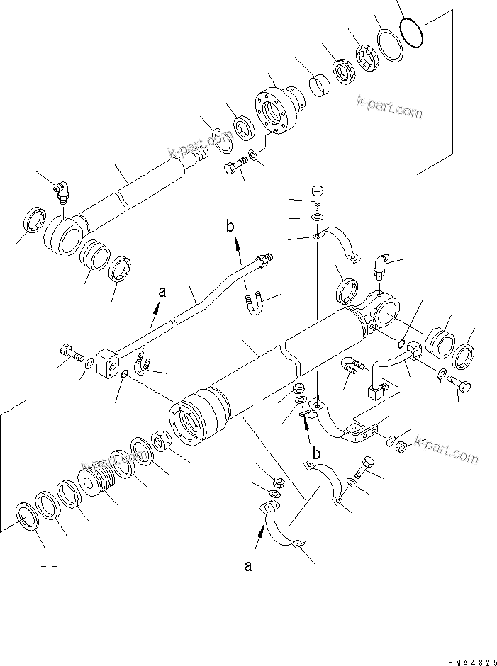 Komatsu parts book diagram for PC128UU-1 S/N 1001-UP: BUCKET CYLINDER (INNER PARTS)