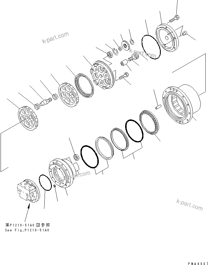 Komatsu parts book diagram for PC128UU-1 S/N 1001-UP: TRAVEL MOTOR (3/3)