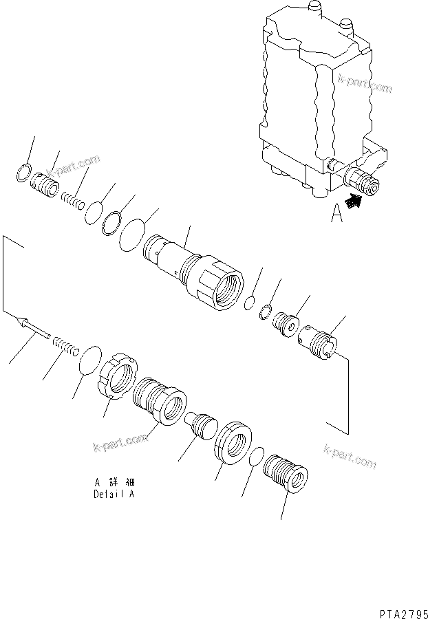 Komatsu parts book diagram for PC128UU-1 S/N 1001-UP: MAIN VALVE (7/8)