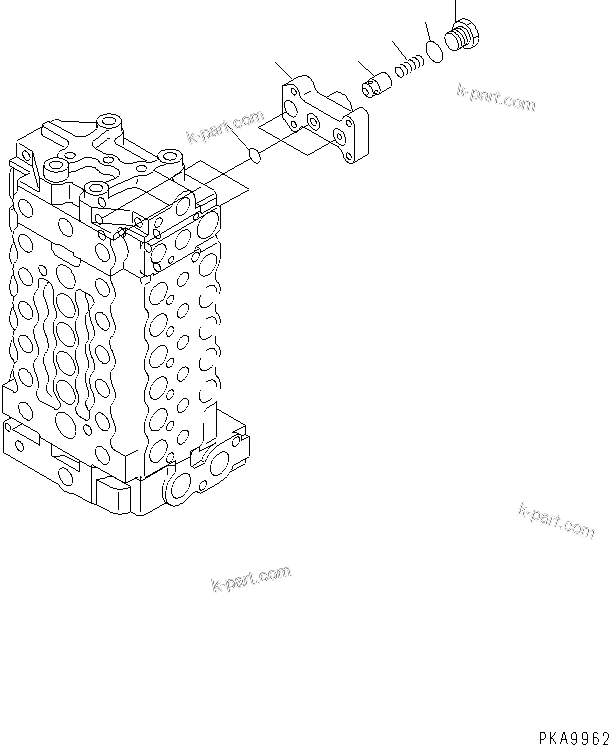 Komatsu parts book diagram for PC128UU-1 S/N 1001-UP: MAIN VALVE (3/10) (1-ACTUATOR)(#2347-)