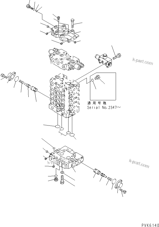 Komatsu parts book diagram for PC128UU-1 S/N 1001-UP: MAIN VALVE (5/10) (1-ACTUATOR)