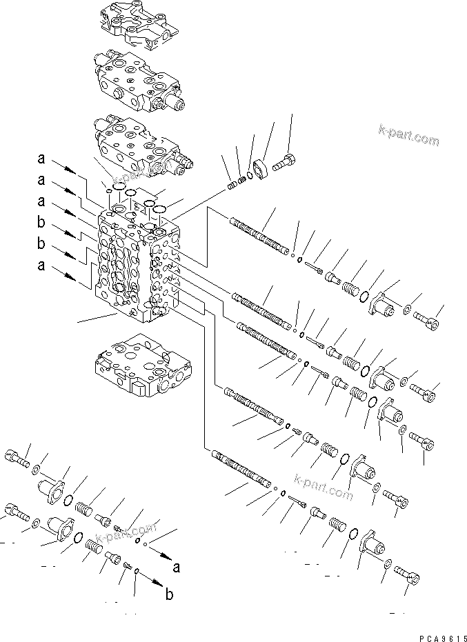 Komatsu parts book diagram for PC128UU-1 S/N 1001-UP: MAIN VALVE (1/12) (2-ACTUATOR)