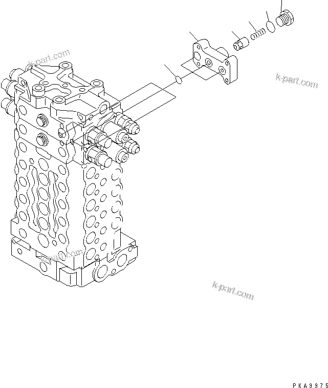 Komatsu parts book diagram for PC128UU-1 S/N 1001-UP: MAIN VALVE (3/12) (2-ACTUATOR)(#2347-)
