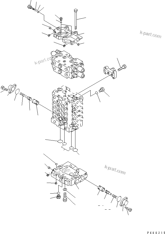 Komatsu parts book diagram for PC128UU-1 S/N 1001-UP: MAIN VALVE (5/12) (2-ACTUATOR)(#2347-)