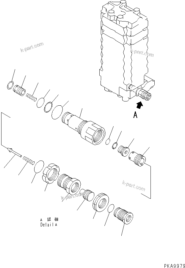 Komatsu parts book diagram for PC128UU-1 S/N 1001-UP: MAIN VALVE (7/12) (2-ACTUATOR)
